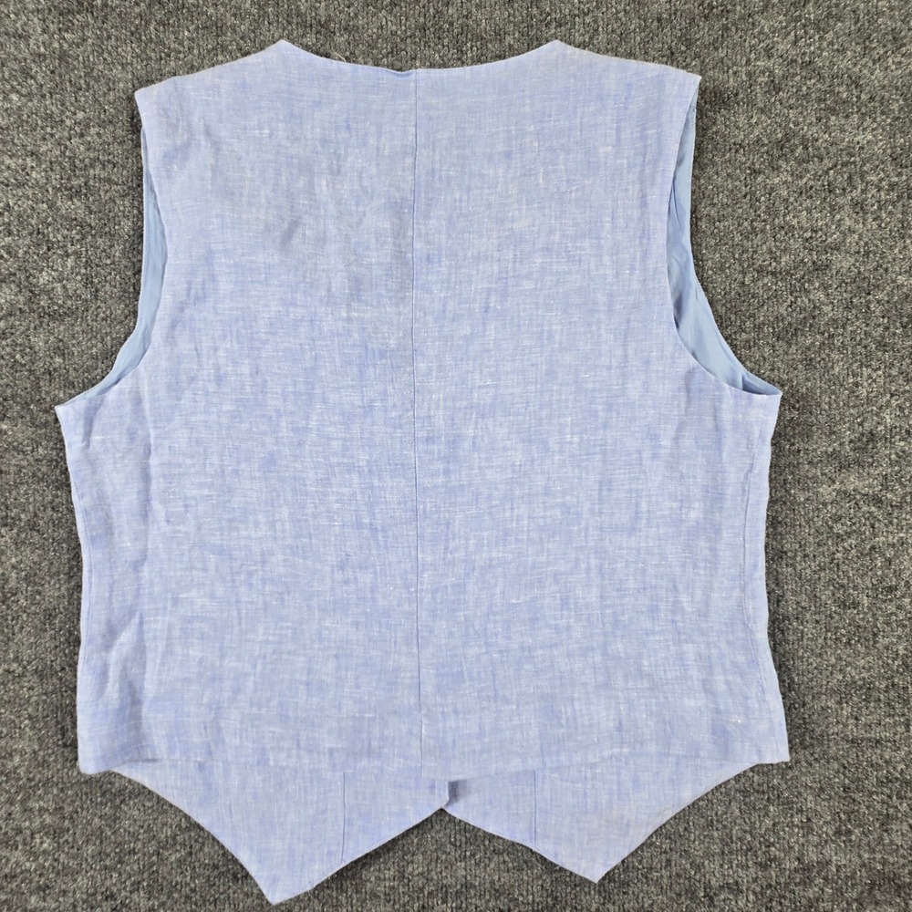 Quince Linen Vest Women Medium Light Blue V-Neck Button Front Waistcoat - Picture 3 of 7